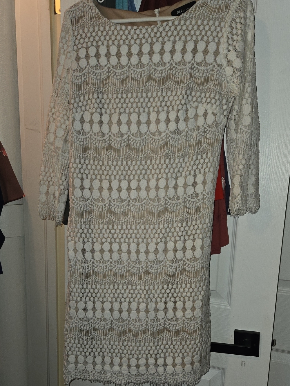 Ronni Nicole Cream Lace Midi Sheath Dress